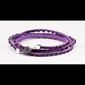 Swarovski and Leather bracelet in deep purple